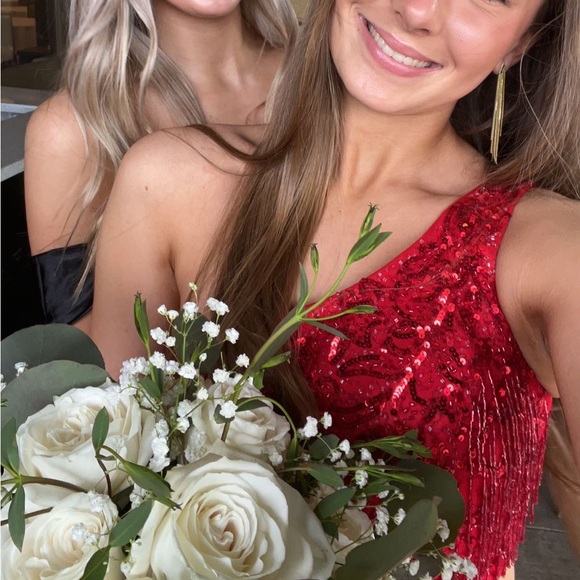 Primavera Terry Costa Red Sequin Prom Dress - Picture 4 of 4